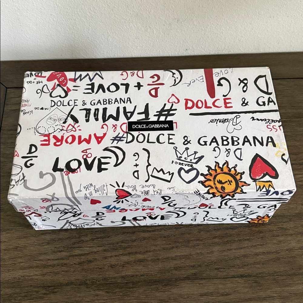 NIB [Dolce & Gabanna] Patches of the Designers Rubber/Calfskin Slides Mens US 10 - Picture 12 of 14